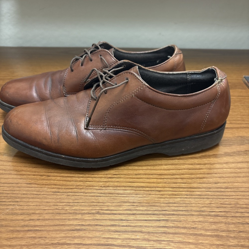 Brown Leather Derby Dress Shoes Mens Lace Up Round Toe Low Top Casual Oxford